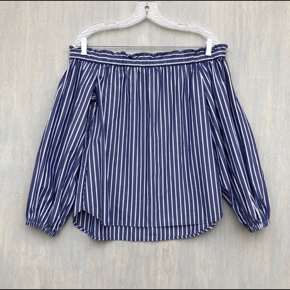 J. Crew striped long sleeve off-the-shoulder top